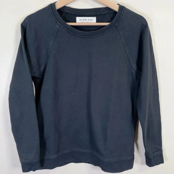 Everlane The Crew Sweatshirt Cotton In Black Color - Picture 2 of 13